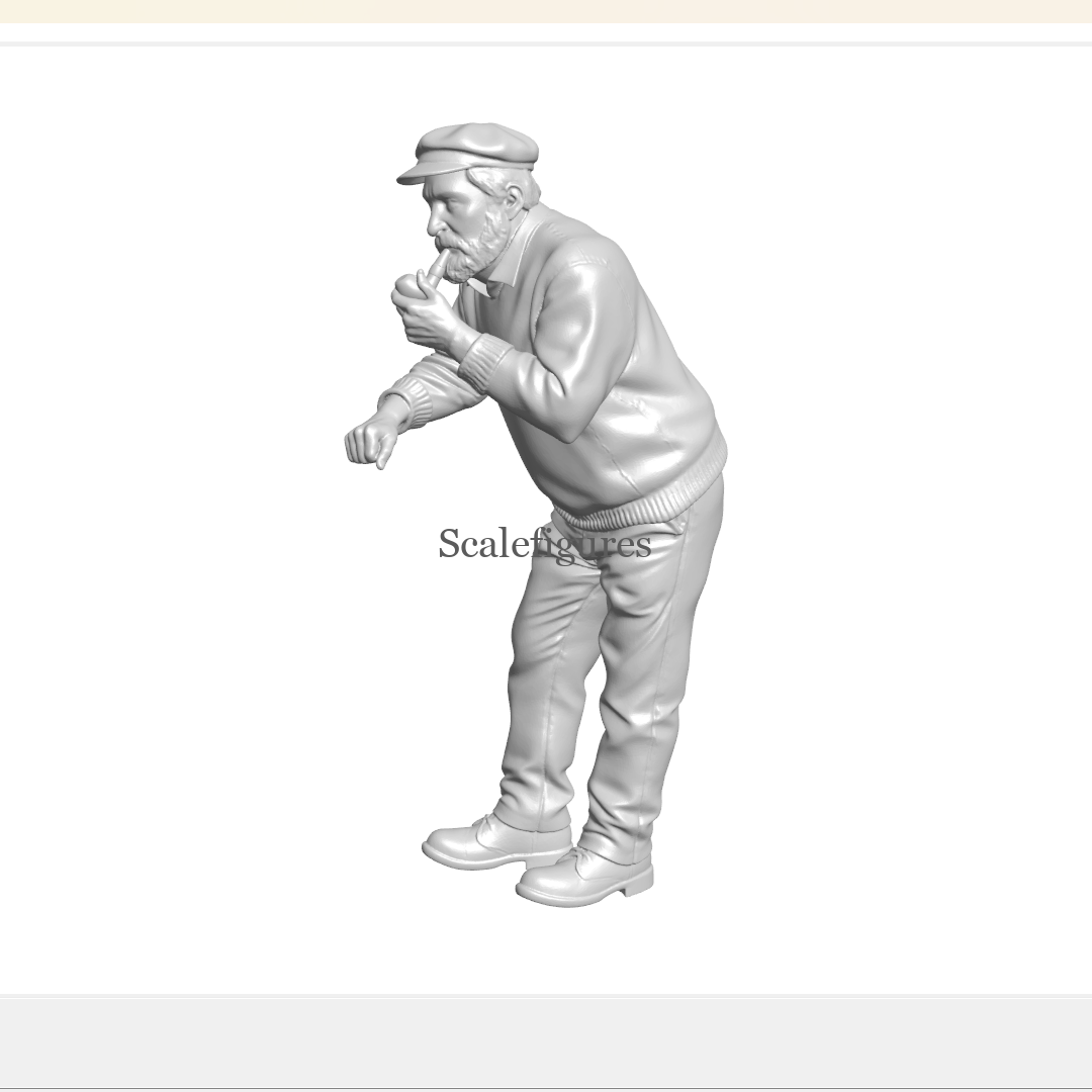 F131 - Man leaning forward ,smoking pipe