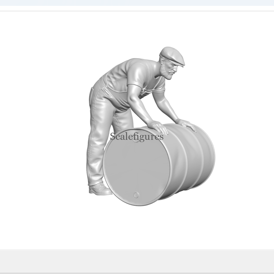 F51 - Worker rolling 55gal drum
