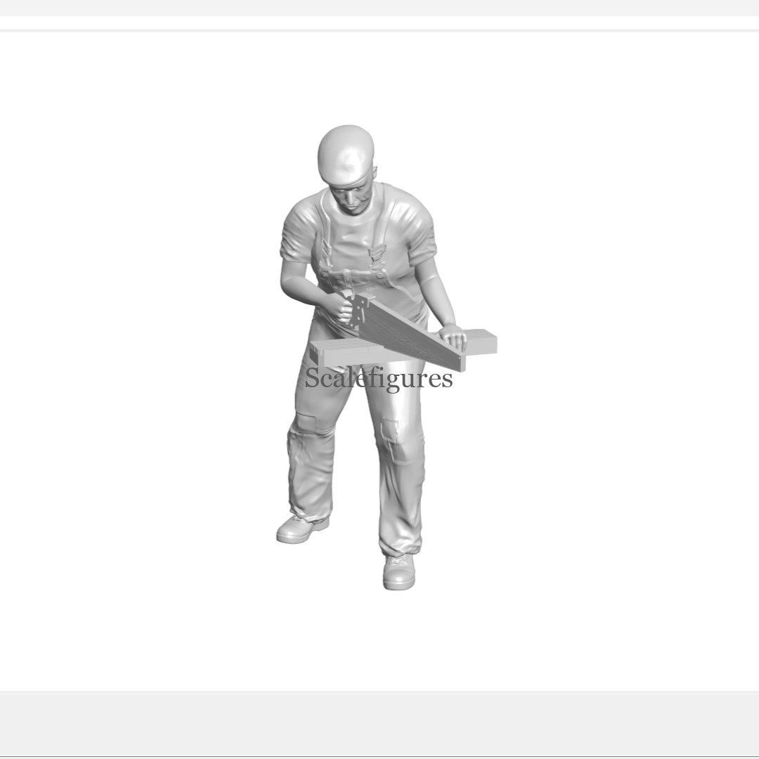 F54 - Worker cutting wood with hand saw