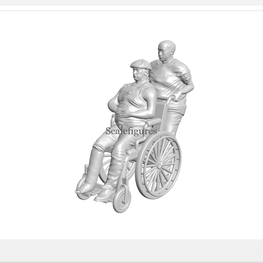 F149 - Man pushing patient in wheelchair.
