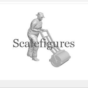 F159 - Gardener with grass roller.
