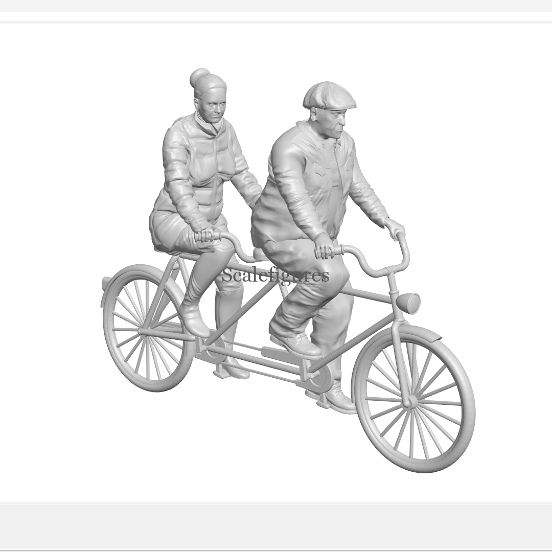 F163 - Couple riding on tandem bicycle.
