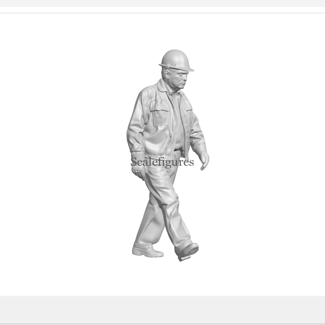 F167 - Worker, wearing hard hat, walking