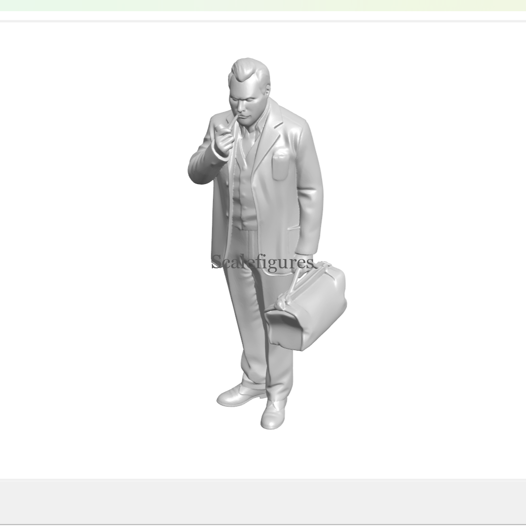 F200 - Man with doctor's case, smoking pipe.